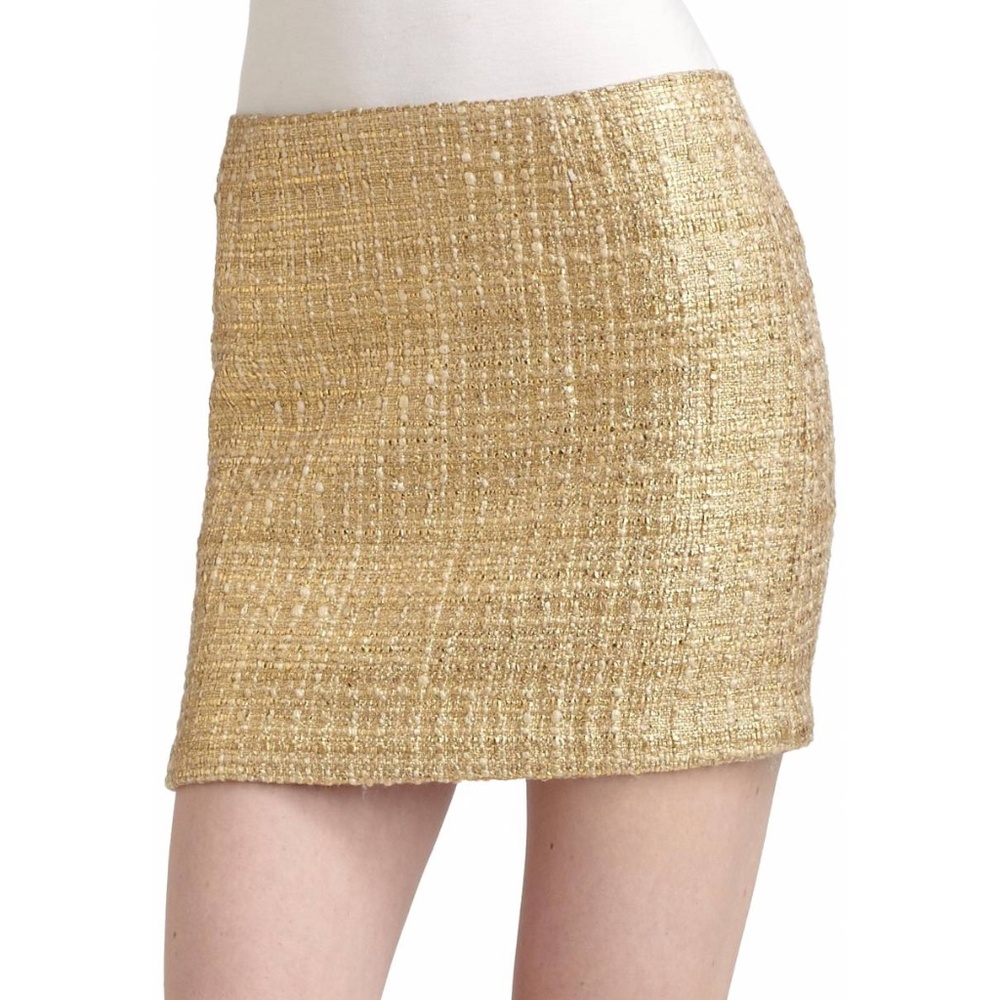 Alice and Olivia-Gold Metallic Mini Skirt